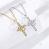 Colorful Zircon Rotatable Crown Cross Necklace for Women Stainless Steel Rotating Crown Cross Choker Birthday Party Jewelry Gift