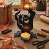 Suporte de Vela de Halloween Suporte de Fantasma Base de Suporte para Vela de Chá em Madeira Sólida Folha de Bordo Adereço de Atmosfera Suporte de Projeção para Castiçal para Decoração de Mesa Assustadora