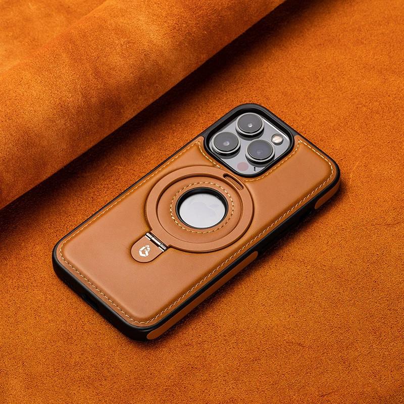 Applicable To Apple 17proMax Magnetic Bracket Mobile Phone Case Business IPhone 16 High End Leather 15 Drop Protection Case