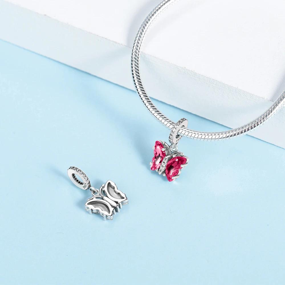 Glass Butterfly Pendant Copper Plated For Charms Copper Plated Original Bracelet For Jewelry Making