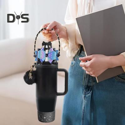 8Pcs Bling Cup Accessories for 8-46oz Tumbler Silicone Cup Boot Cute Bowknot Straw Topper Handle Strap Charms for Water Bottles