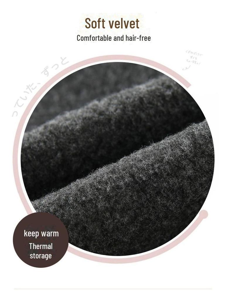 Women's High-Waisted Gray Velvet Leggings: Slimming, Warm, Vertical Stripes for Autumn/Winter.