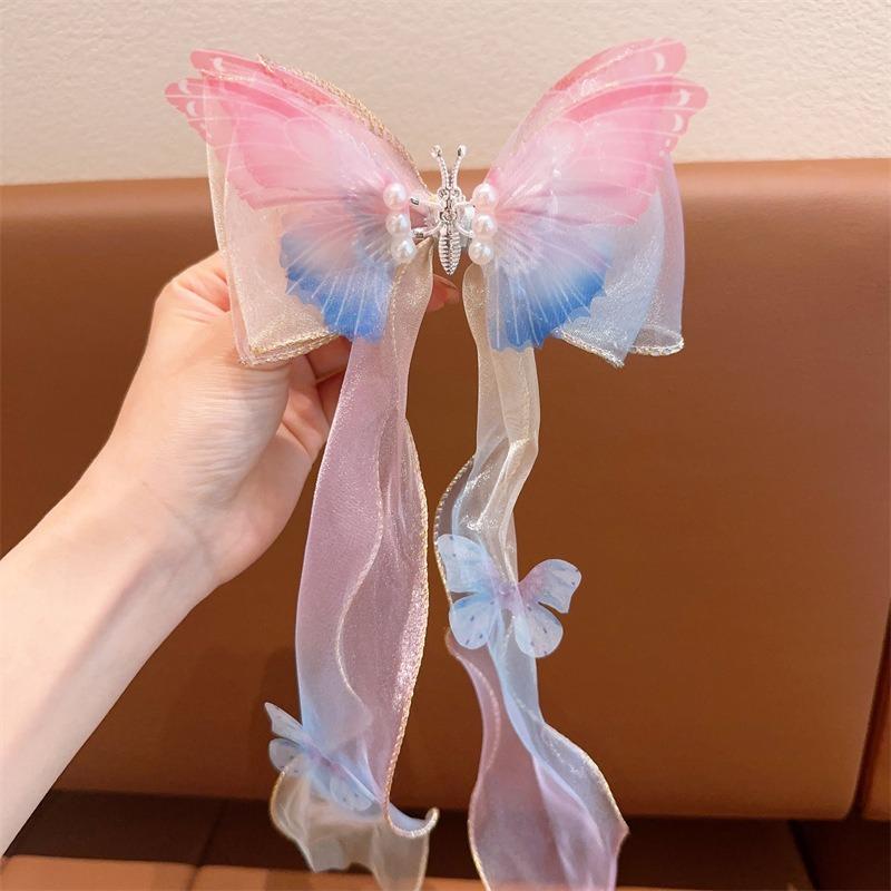 Super Fairy Bow Headwear  Hair Band Girls' Hair Tie  Hair Ribbon  Pearl Tassel  Braid  Hair Clip  Girls' Hair Accessory  Children's Hair Clip