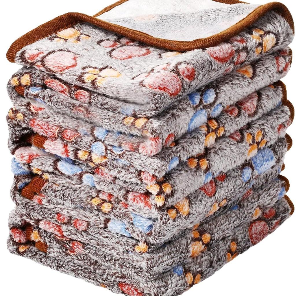 All-Season Coral Fleece Pet Blankets for Dogs & Cats, Paw Print Design, Available Now