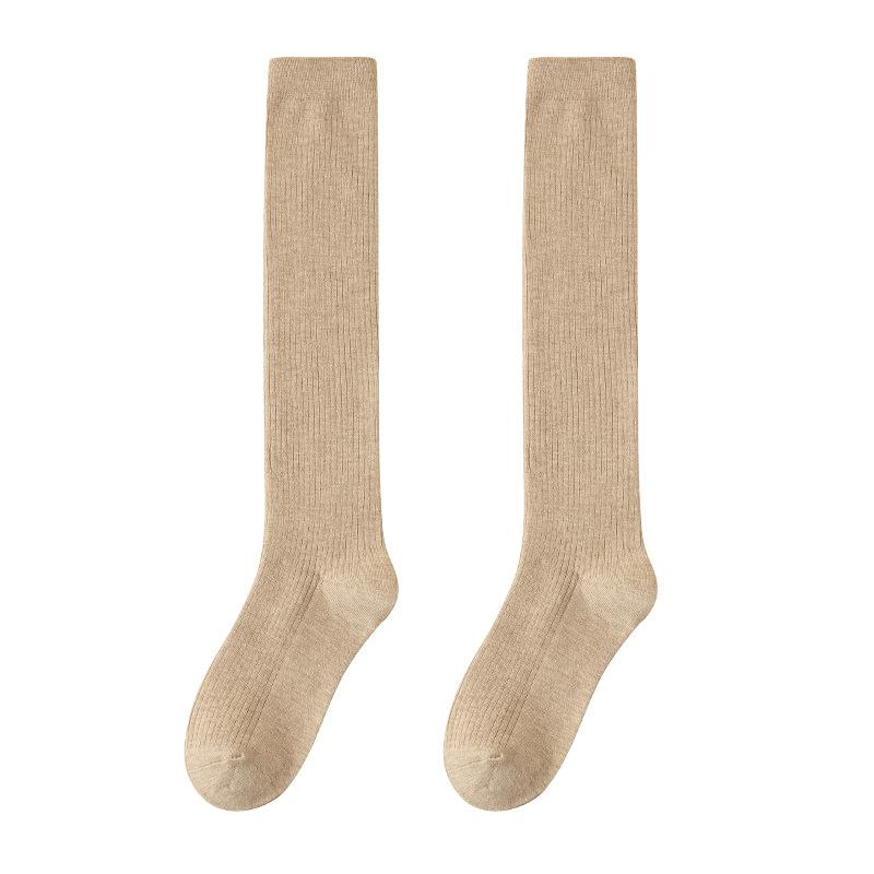 Socks women s winter thickened warm knee wool socks double needle solid color micro pressure leg socks high women s socks One size fits all