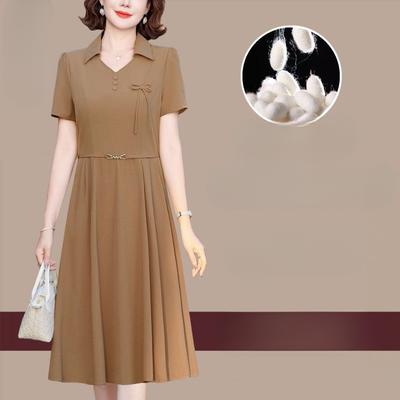 Modna sukienka letnia w stylu chińskim, oddychająca, wygodna sukienka z krótkim rękawem dla kobiet, wyszczuplająca i odmładzająca
