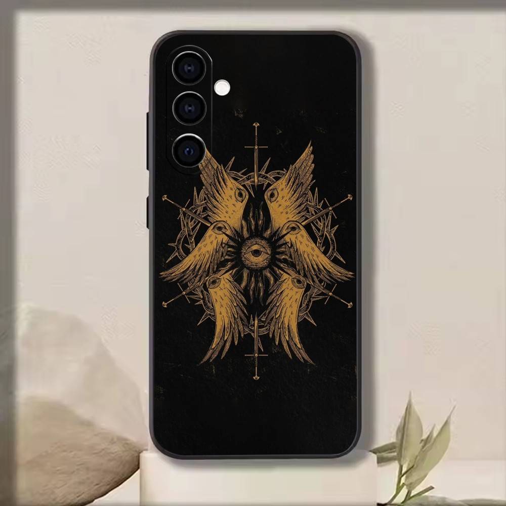 Medieval Retro Archangel Lucifer Phone Case For Samsung Galaxy A73,A72,A71,A70,A53,A52,A51,Soft Silicone Black Cover