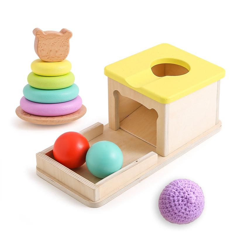Kids Wooden Montessori Toys Coin Ball Busy Drum Color Shape Cognition Match Educational Sensory Toys Baby Teaching Aid Toy Gifts