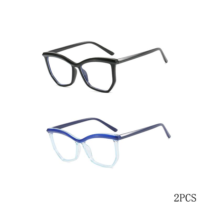 Irregular Polygonal Eyebrow Flat Mirror, Anti Blue Light Cat Eye Personalized Eyeglass Frame, Fashionable Commuting Frame 1027