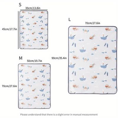 Large Breathable Non Slip Diaper Mat Cute Animal Floral Design Washable Easy Clean For Baby Naps Playtime Waterproof Pad