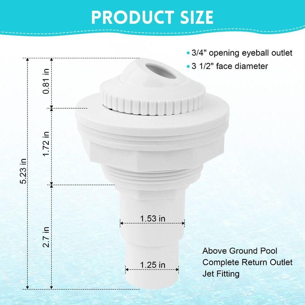 White Return Jet Fitting Adjustable Above Ground Pool Complete Inlet Return Fitting SP1023