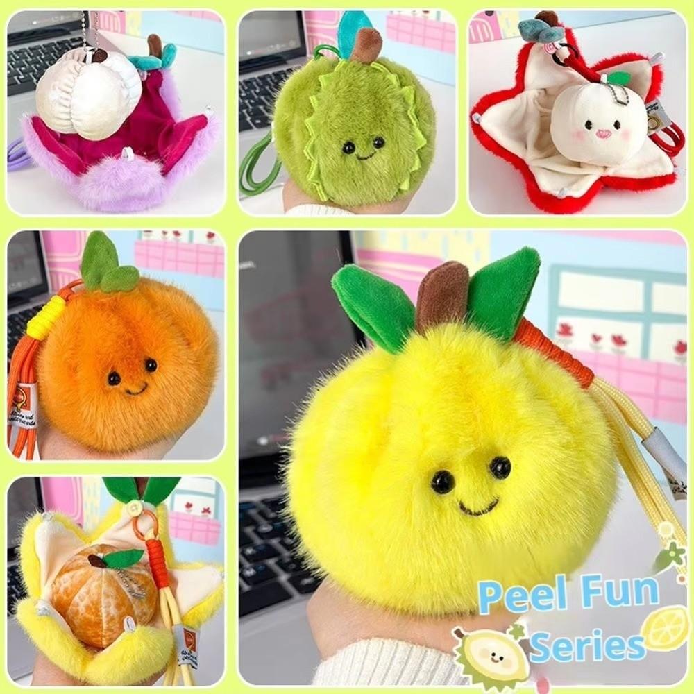 Soft Filled Orange Plush Keychain Furry Texture Simulation Food Toy Backpack Decor