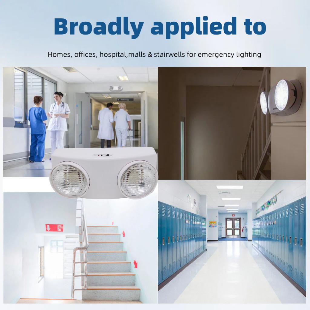 Wall Mounted Dual Head Emergency Light Adjustable Heads Led Lighting Fixtures Rechargeable Auto-On Emergency Lamp