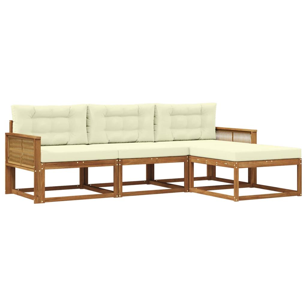 Outdoor Sofa Set with Cushions 4 pcs Natural and Cream