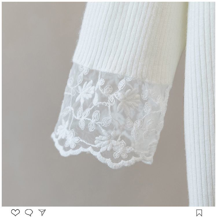 Women's Plus Size Base Shirt Lace Half Turtleneck Base Shirt Autumn Winter Solid Color Stretch Velvet Long Sleeve T-Shirt