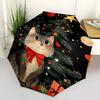 1pc Christmas Cat with Red Bow, Automatic Opening Umbrella, Portable 3-Fold Design, 8-Bone Iron Frame, Outdoor, Festive Gift for Fans, Travelers, Dail