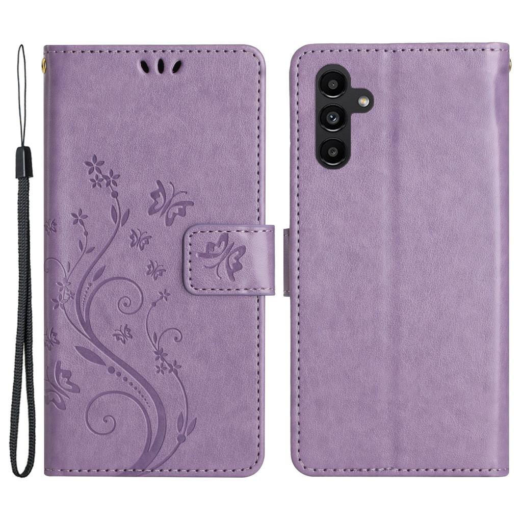 For Samsung Galaxy A54 5G Anti-drop Flower Butterfly Imprinted Flip Phone Cover Shockproof PU Leather Phone Case Wallet Stand