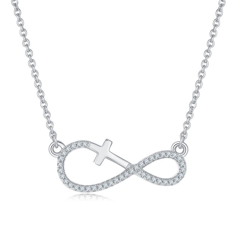 Infinity Symbol Moissanite Necklace, 18K Gold-Plated Sterling Silver Clavicle Chain for Women