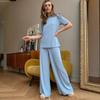 2026 Soft Modal Set Women Casual Short Sleeve Top Wide Leg Pants Two Piece