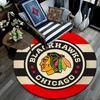 Chicago Blackhawks Rundteppich, Teppich für Wohnzimmer Schlafzimmer Sofa Spielzimmer Dekor, Rutschfeste Bodenmatte