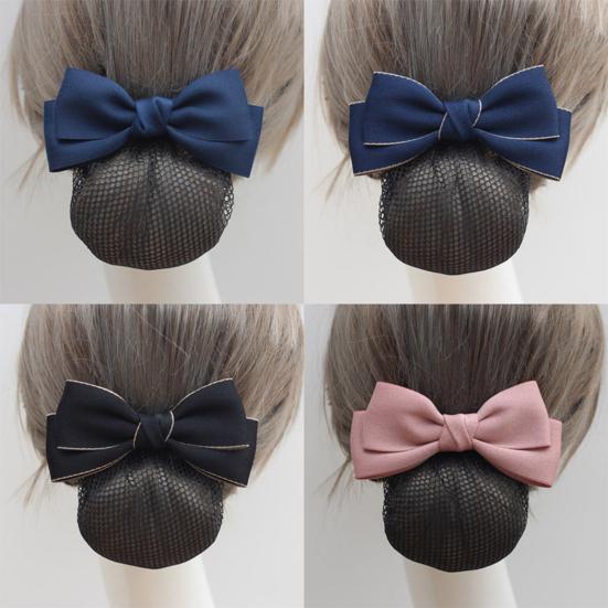 Hair Clip Satin Bowknot Decor Hair Net Bank Worker Hair Clip Versatile Hair Decoration Hair Accessory