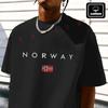 Men's Cotton T-Shirt NORWAY Letter Print With Norwegian Flag Pattern Motorcycle Tshirt Men's Ca