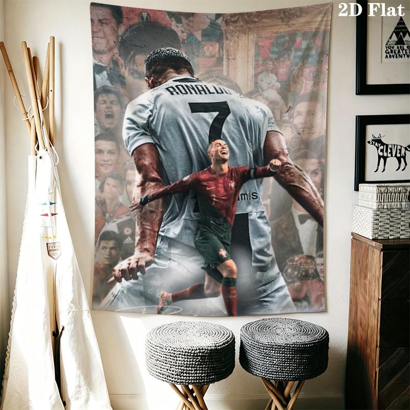 C Ronaldo Wall Tapestry Aesthetic Wall Hanging Printed Fabric Blanket Decorative Tapestries for Bedroom Living Room Home Decor