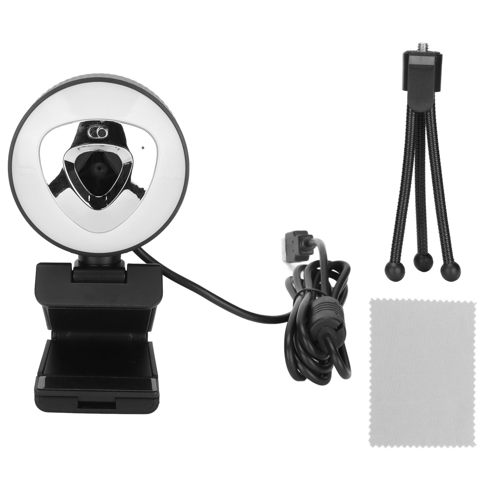 

Webcam HD 1080P 30FPS Inbuilt Microphone Fill Light 3 Level Brightness Plug and Play Wide