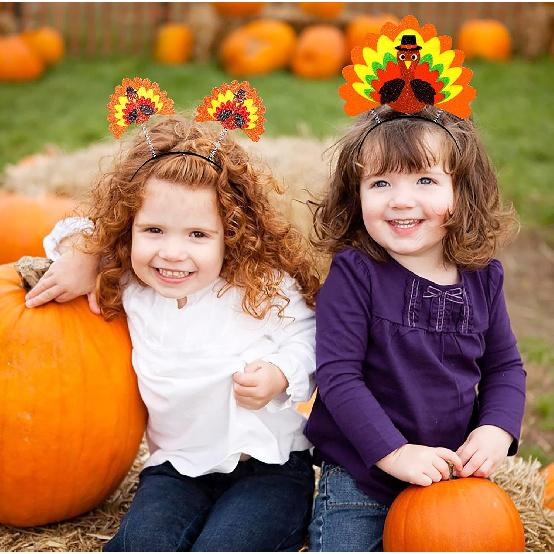 Geefuun 6PCS Thanksgiving Turkey Headband Decorations - Party Head Boppers Accessories