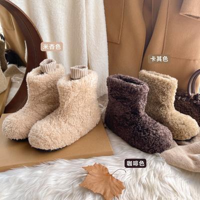 5 Innen erhöhende Lammwolle warme Schneestiefel 2025 Winter neue Samt Birkenstock Baumwollschuhe Plüschschuhe kurze Stiefel Damen