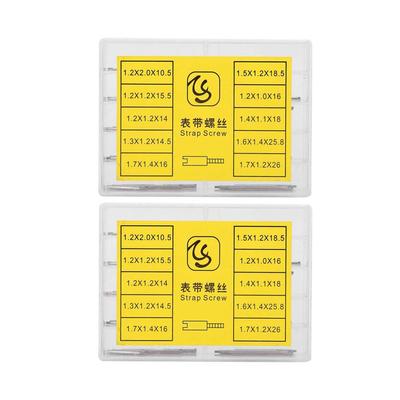 2 Cajas Juego de Tornillos para Pasadores de Eslabones de Correa de Reloj Herramientas de Reparación para Relojero Accesorios con Caja de Almacenamiento