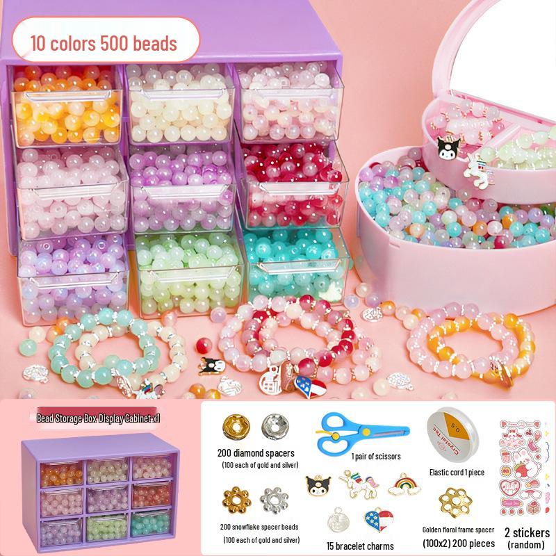 Handmade DIY Beading Kit for Kids: Educational Bracelet & Necklace Craft Set with Glass Beads