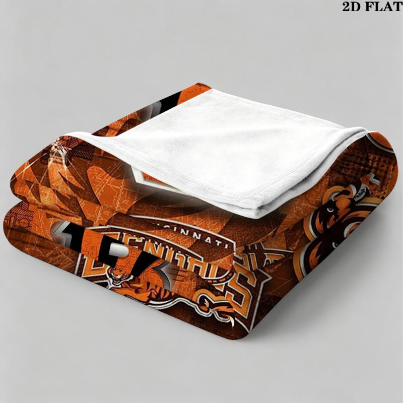 Cincinnati Bengals Print Flannel Blanket High Quality Warm Comfortable Cover for All Seasons Perfect for Gifts Home Decor