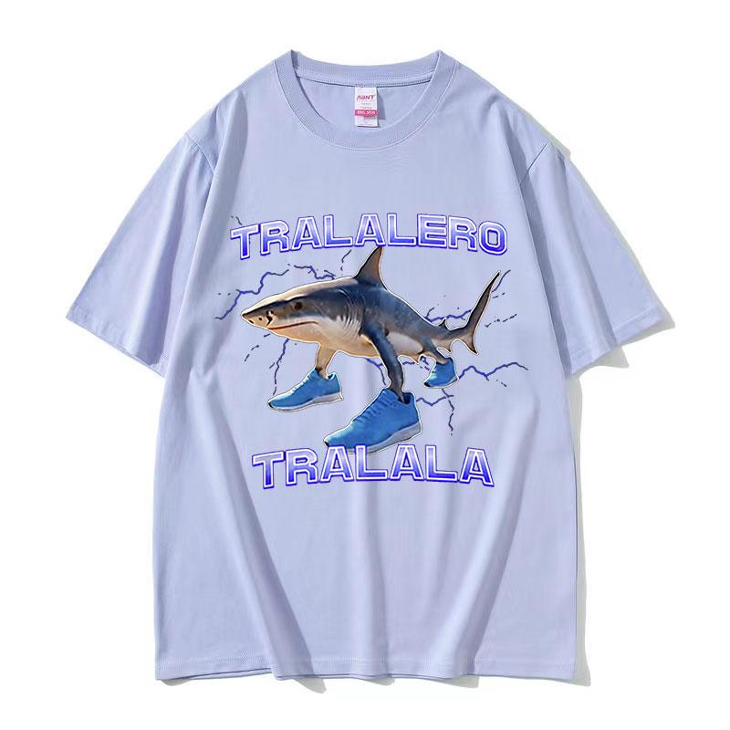Funny Running Tralalero Tralala Shark Meme T Shirts Men Women Summer ONeck Fashion Retro Cotton Short Sleeve Tshirt Streetwear
