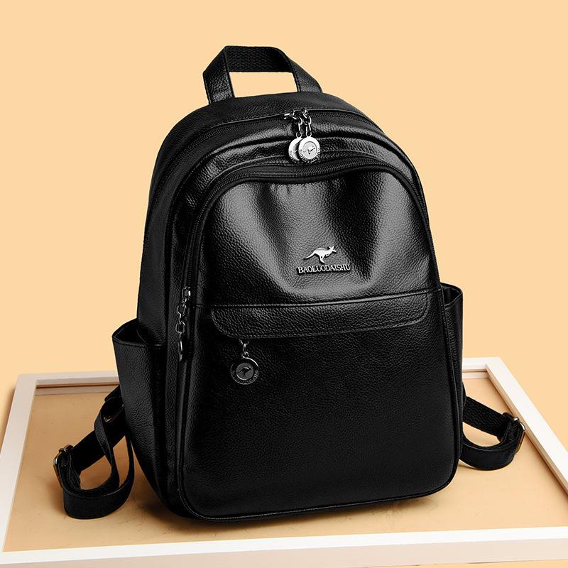 Schoolbag Backpack Women's 1011 New Versatile Large Capacity Soft Leather Student School Bag Outdoor Travel Backpack Women's Backpack