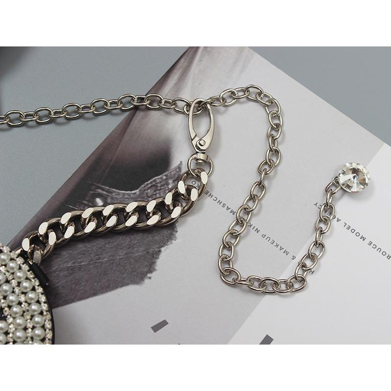 Mei Heavy Industry Sparkling Rhinestone Love Heart Chain Belt Bag - Trendy Nightclub Style