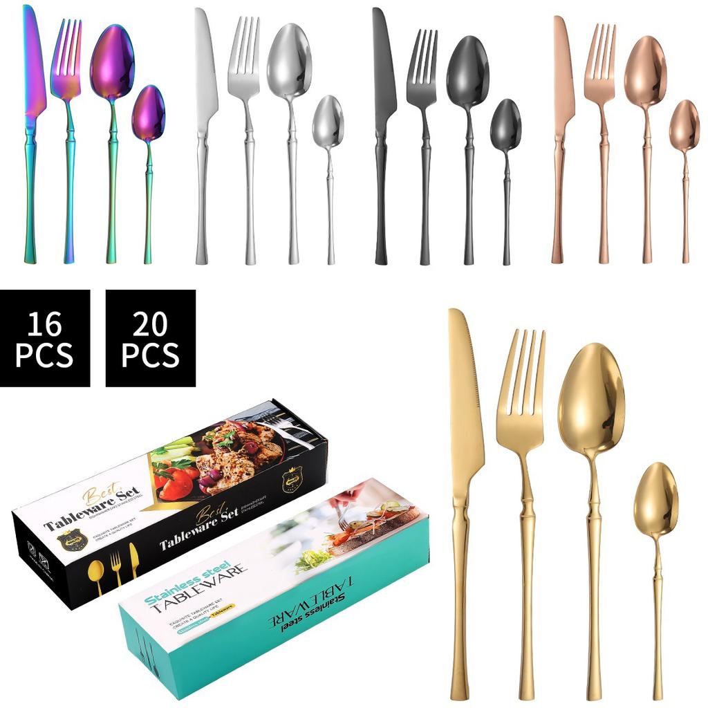 Acciaio inossidabile Ins stile francese piccolo vita luce lusso retrò stile spork per cibo in stile occidentale set da 16 pezzi