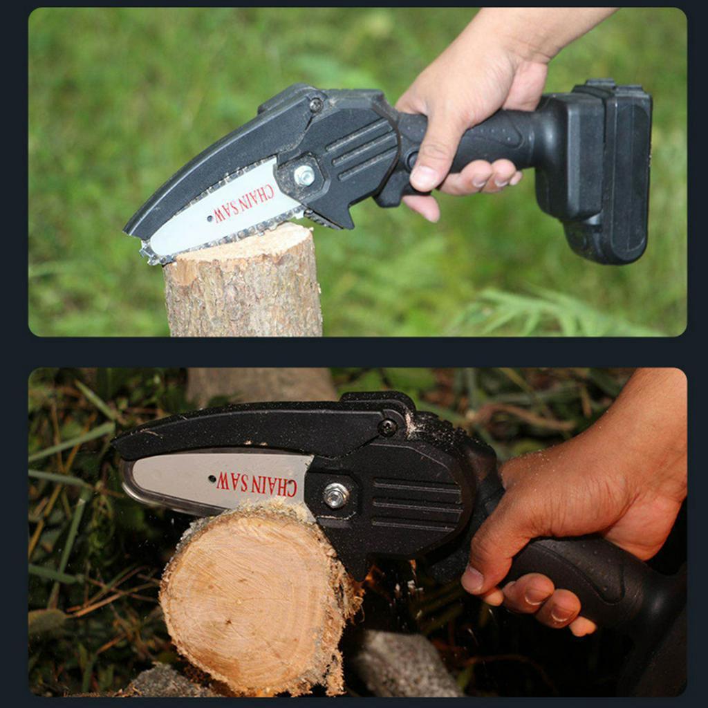 88V 1080W 4palcová mini elektrická řetězová pila se 2 dobíjecími bateriemi Dřevoobráběcí prořezávání Jednoruční elektrické nářadí na těžbu dřeva