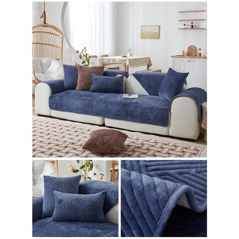 Nordic Short Plush Leather Sofa Cushion Non-Slip Modern Minimalist Four Seasons Universal Sofa Cover Cover Winter Fabric Cushion