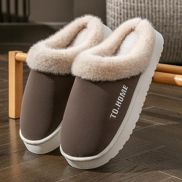Thickened Cotton Slippers for Stepping On Shit, Indoor Home Use In Autumn and Winter, Warm and Velvet Dormitory Wedding Slippers