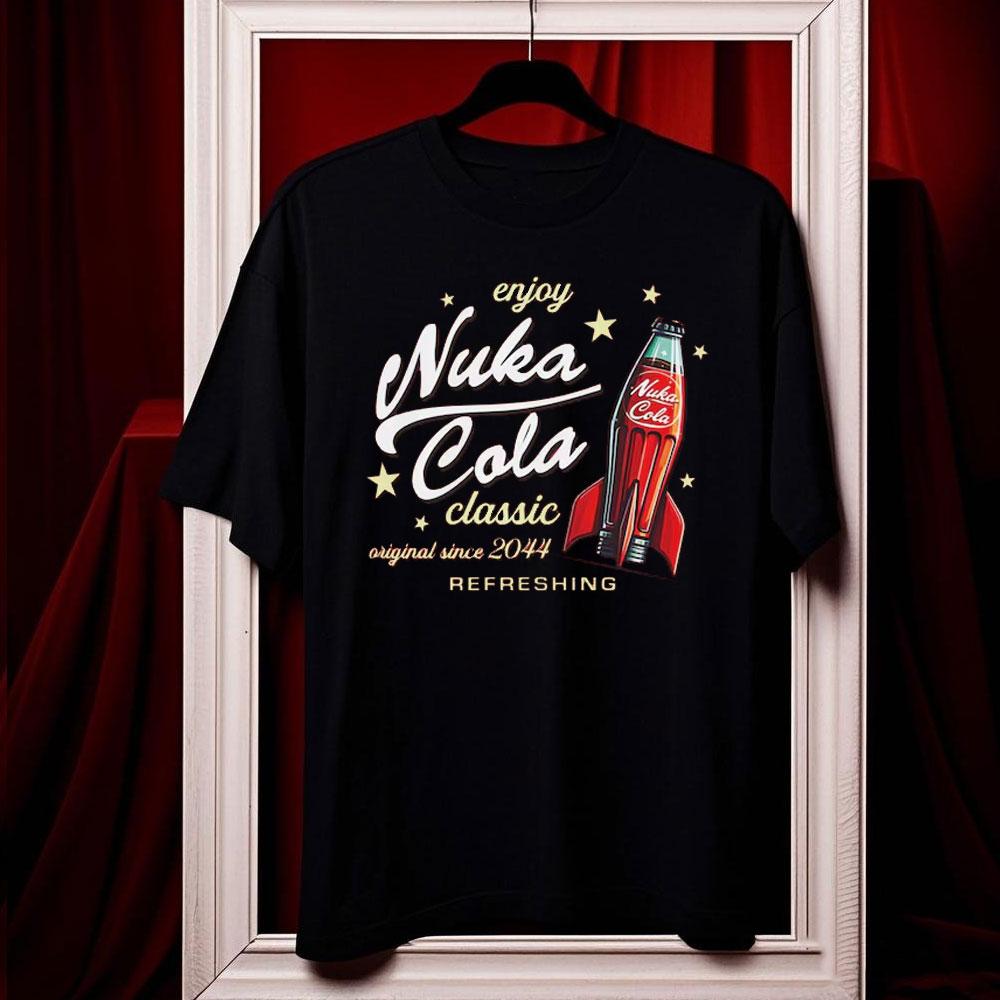 Nuka Cola Fallout Unisex Softstyle Cotton T-Shirt Funny Tshits Vintage Red T Shirt 2044 Tee Tops Fan Gift Ropa Hombre Harajuku