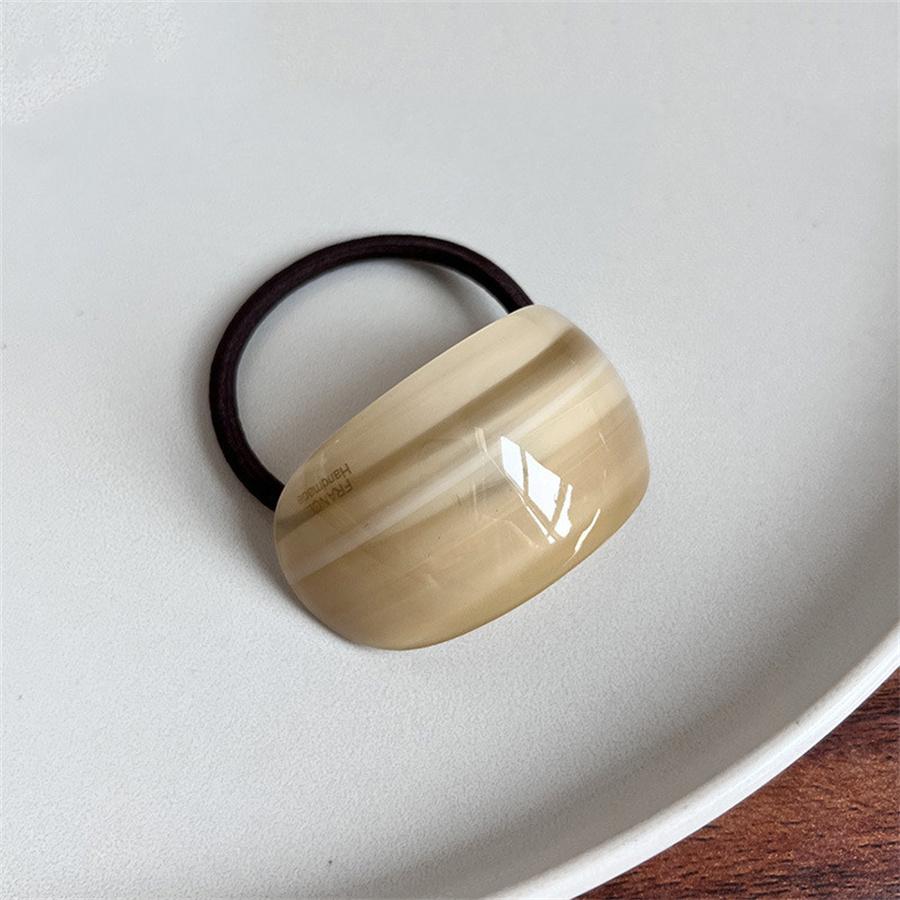 New Oval Acetate Geometric Semicircle Buckle Hair Rope Temperament Practical Elastic Rubber Band Ponytail Head Rope Female