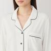 MUJI Women's Seamless Side Pajamas, Smooth Cut and Sew Long Sleeves, Off-White, Size XL, FD1L6A5S