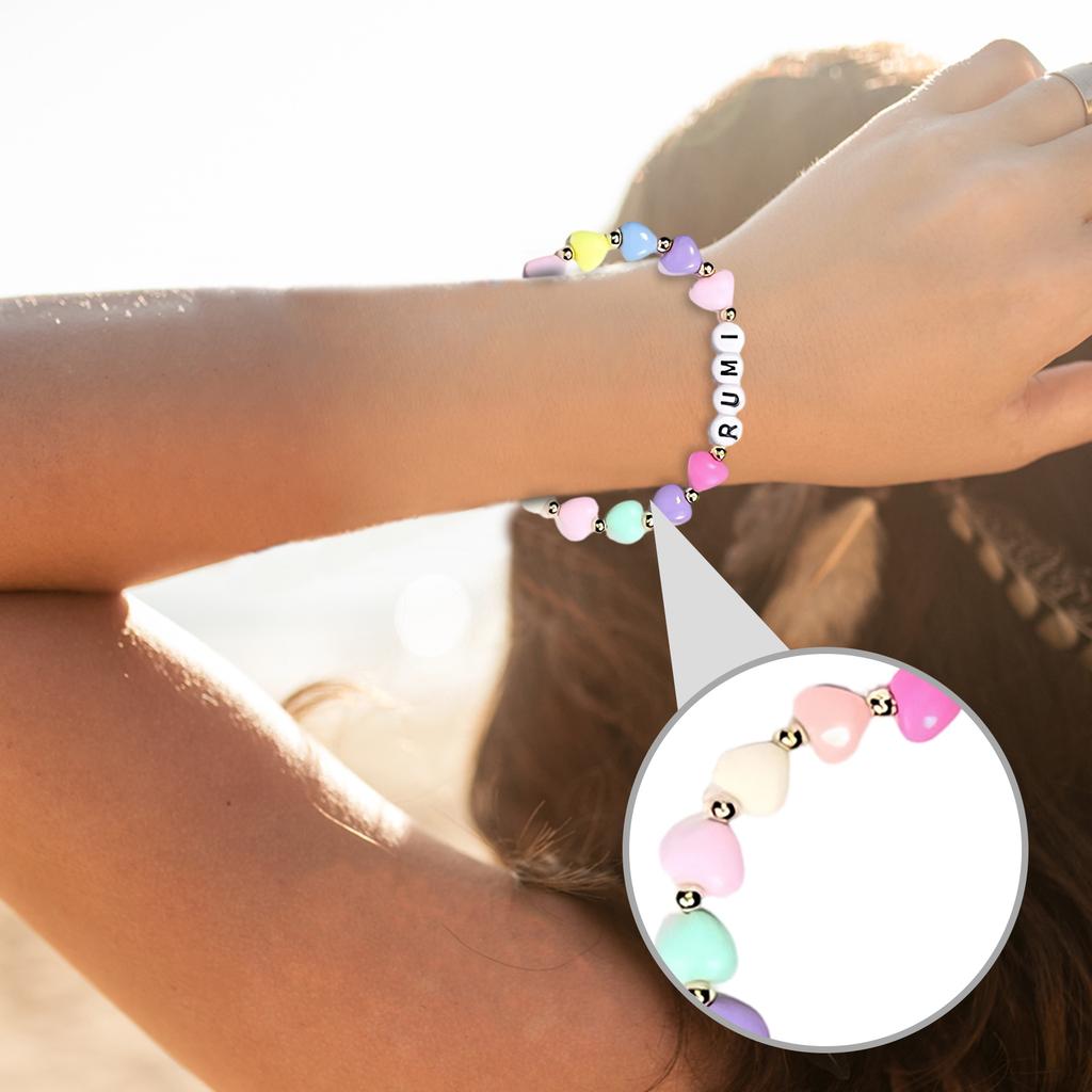 Colorful Love Round Bead Letter Bead Bracelet Three-piece Set