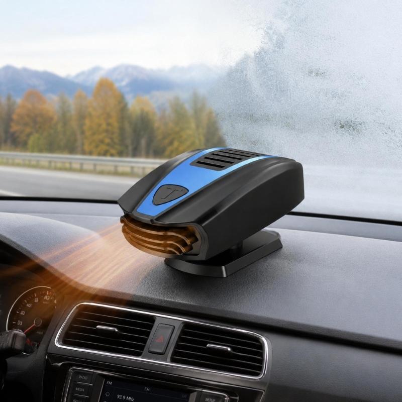 Dashboard Car Defroster 12V 150W Heater Fan with Wide Vent Outlet for Windshield Visibility and Winter Commute Use