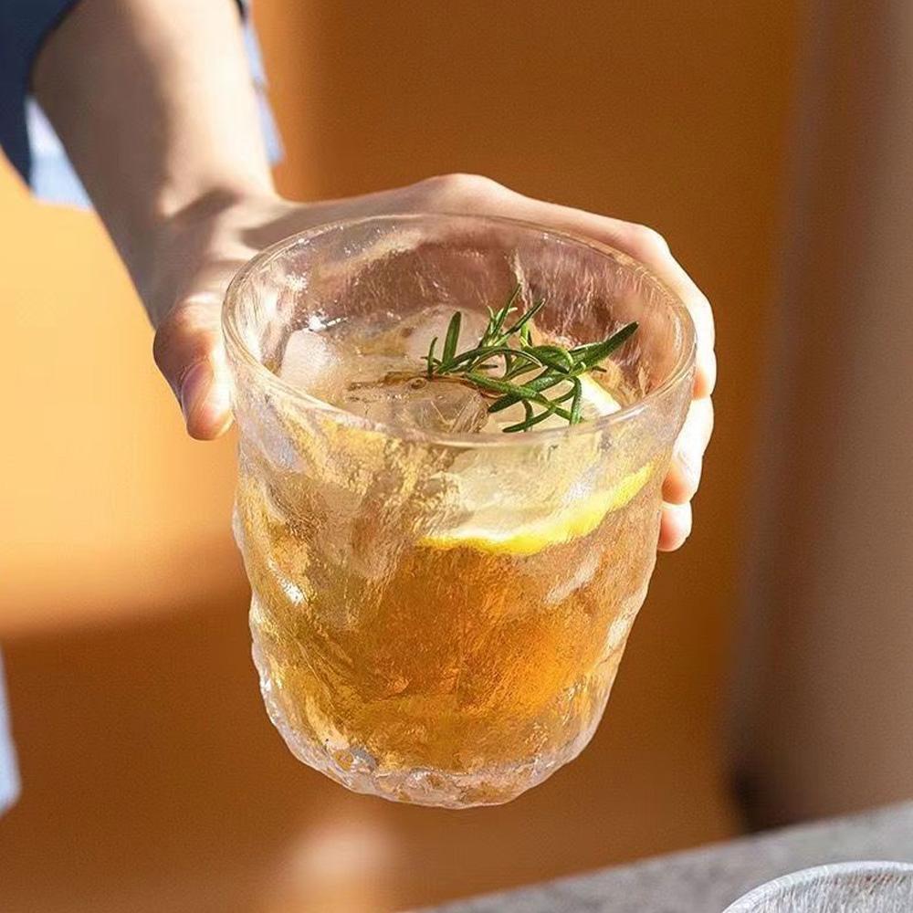 Tasse en verre givré de 300 ml/360 ml, pour eau, café, whisky, bière, thé, lait, avec poignée