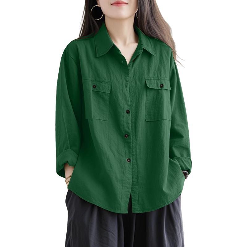 ZANZEA Women Casual Turn Down Collar Loose Long Sleeve Blouse