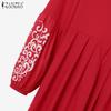 ZANZEA Women Print Patchwork Elasticated Cuffs Lantern Sleeves Casual Long Dress