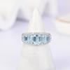 Simple Exquisite Natural Octagonal Sky Blue Topaz Ring 925 Sterling Silver Fine Jewelry for Women's Anniversary and Party Gifts