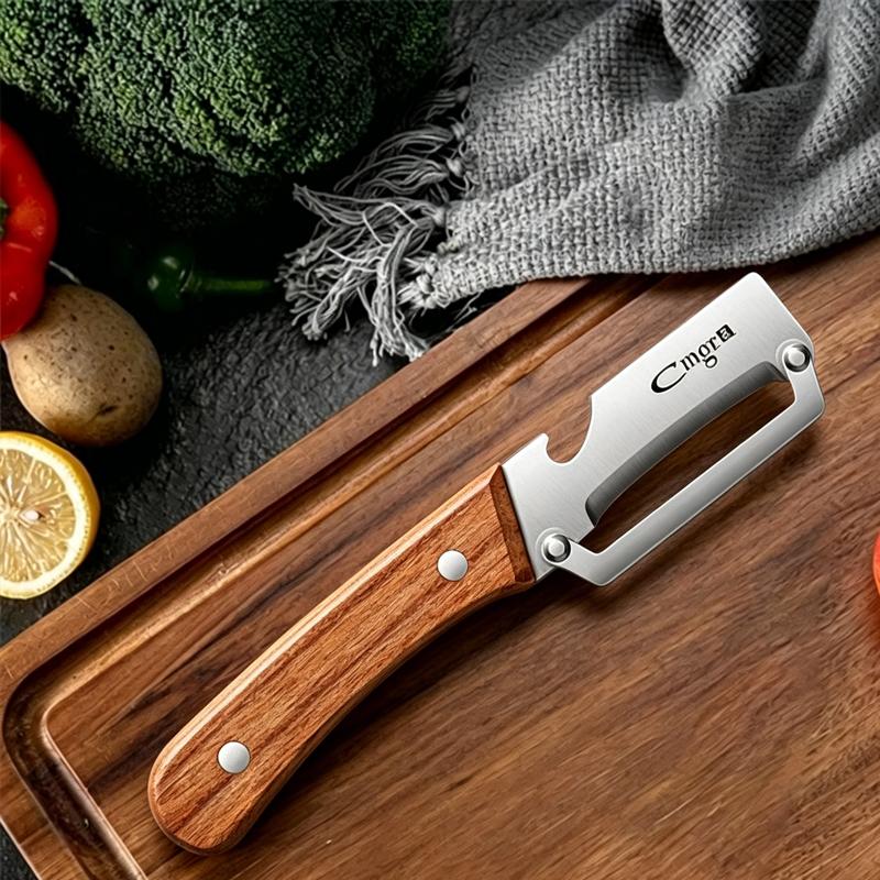 Stainless Steel Peeler Multi-Function Kitchen-Specific Peeler for Slicing Fruits and Vegetables with Wooden/ Steel Handle7